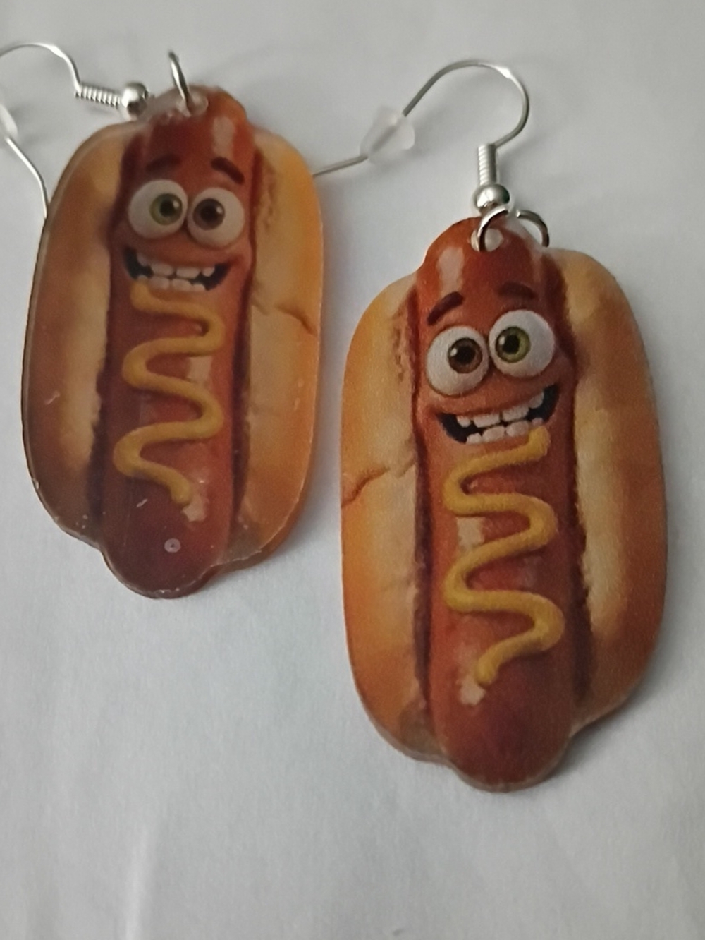 Playful Hot Dog Dangle Earrings in Brown and Yellow